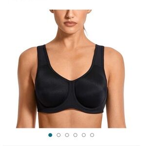 Syrokan Underwire High Impact Sports Bra Size 38G Black Unlined